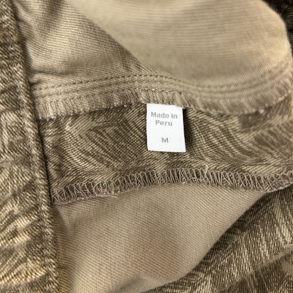 Garnet Hill Pima Cotton High Rise Herringbone Print Pull On Drawstring Pants - Picture 5 of 8